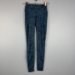 Alphalete Womens Surface Power Leggings‎ Crossover Waist Blue Camo Size Small S